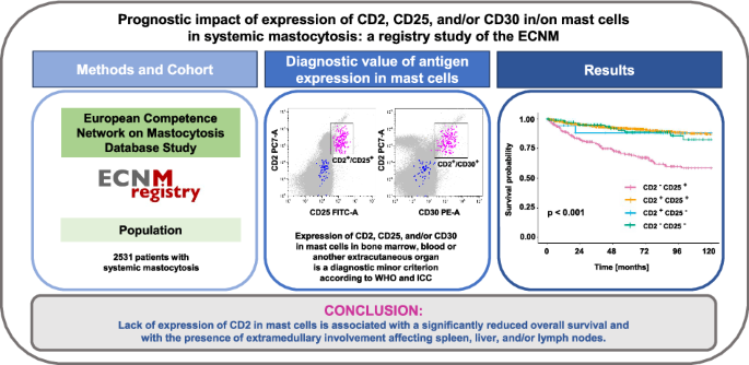 Prognostic impact of expression of CD2, CD25, and/or CD30 in/on mast cells in systemic mastocytosis: a registry study of the European Competence Network on Mastocytosis