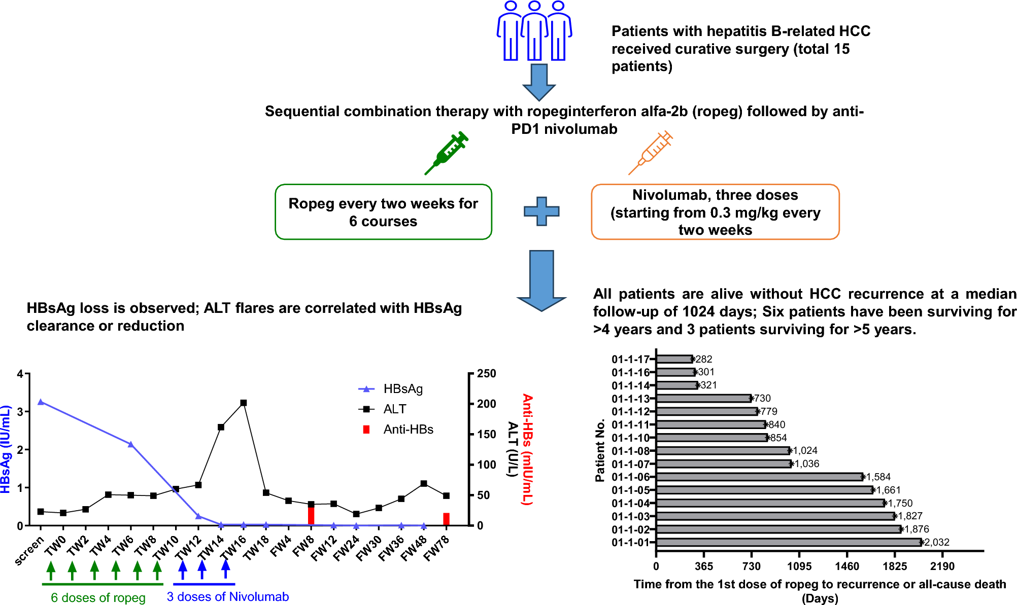 Sequential combination with ropeginterferon alfa-2b and anti-PD-1 treatment as adjuvant therapy in HBV-related HCC: a phase 1 dose escalation trial