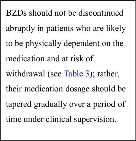 Joint Clinical Practice Guideline on Benzodiazepine Tapering: Considerations When Risks Outweigh Benefits