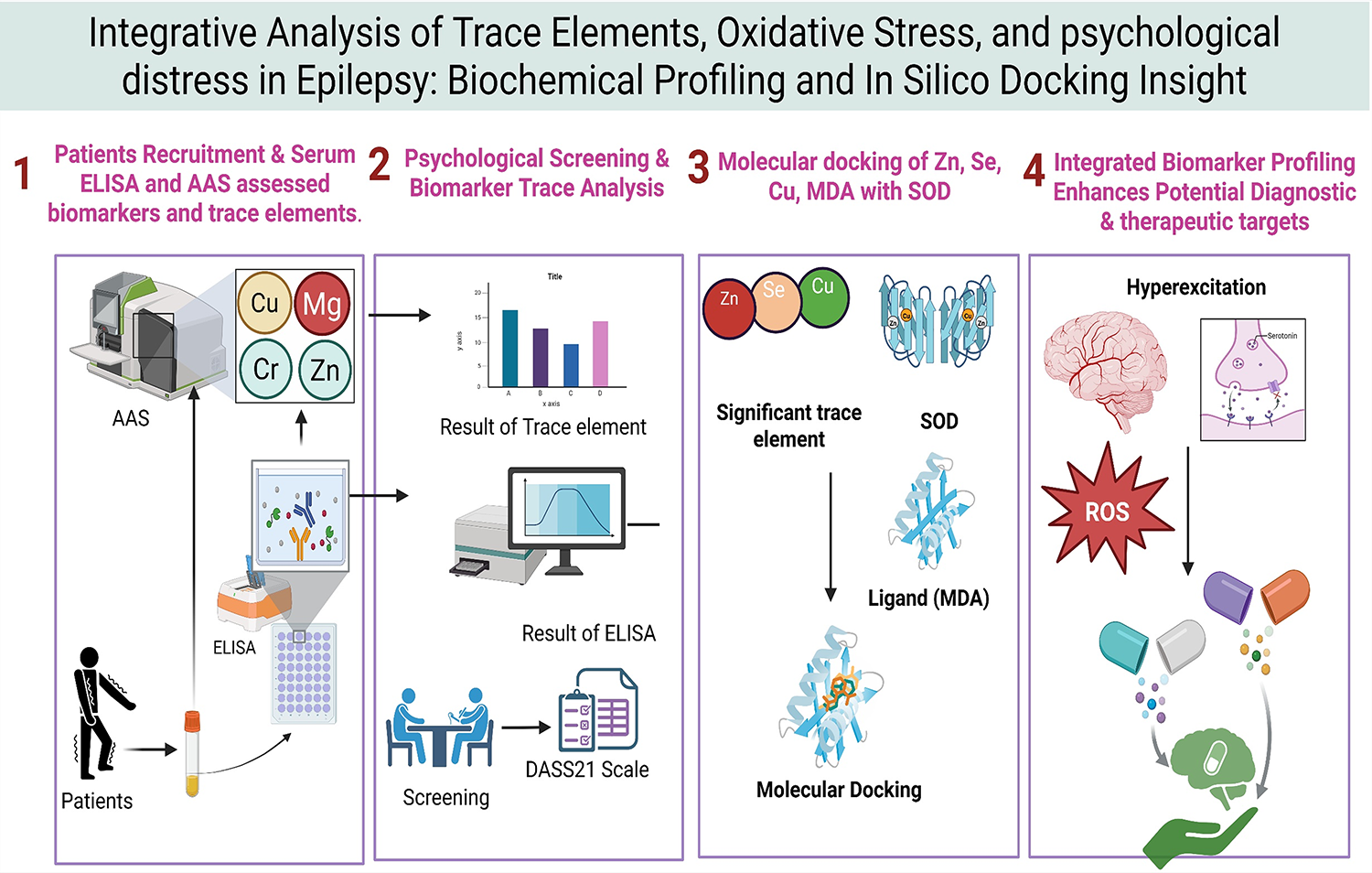 Integrative Analysis of Trace Elements, Oxidative Stress, and Psychological Distress in Epilepsy: Biochemical Profiling and In Silico Docking Insights