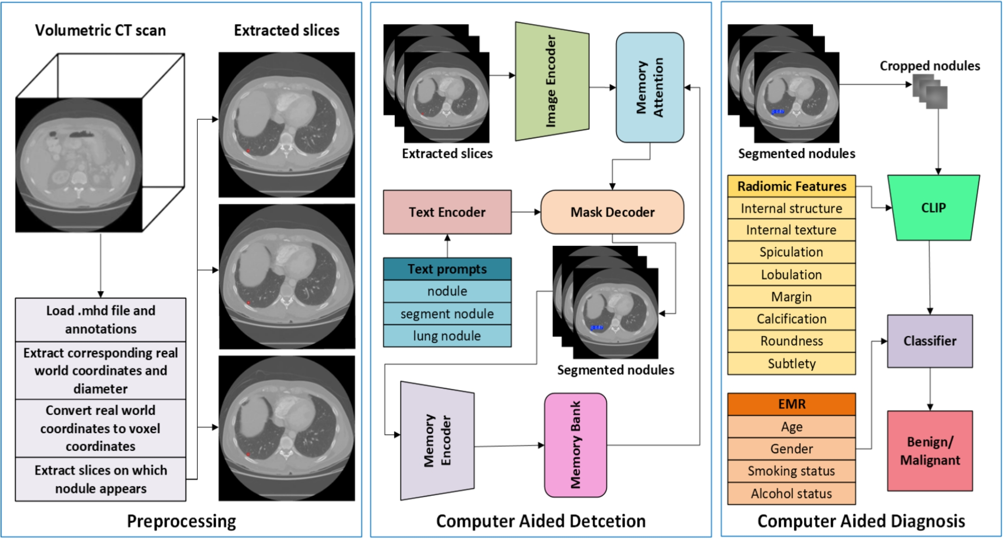 EMeRALDS: Electronic Medical Record Driven Automated Lung Nodule Detection and Classification in Thoracic CT Images