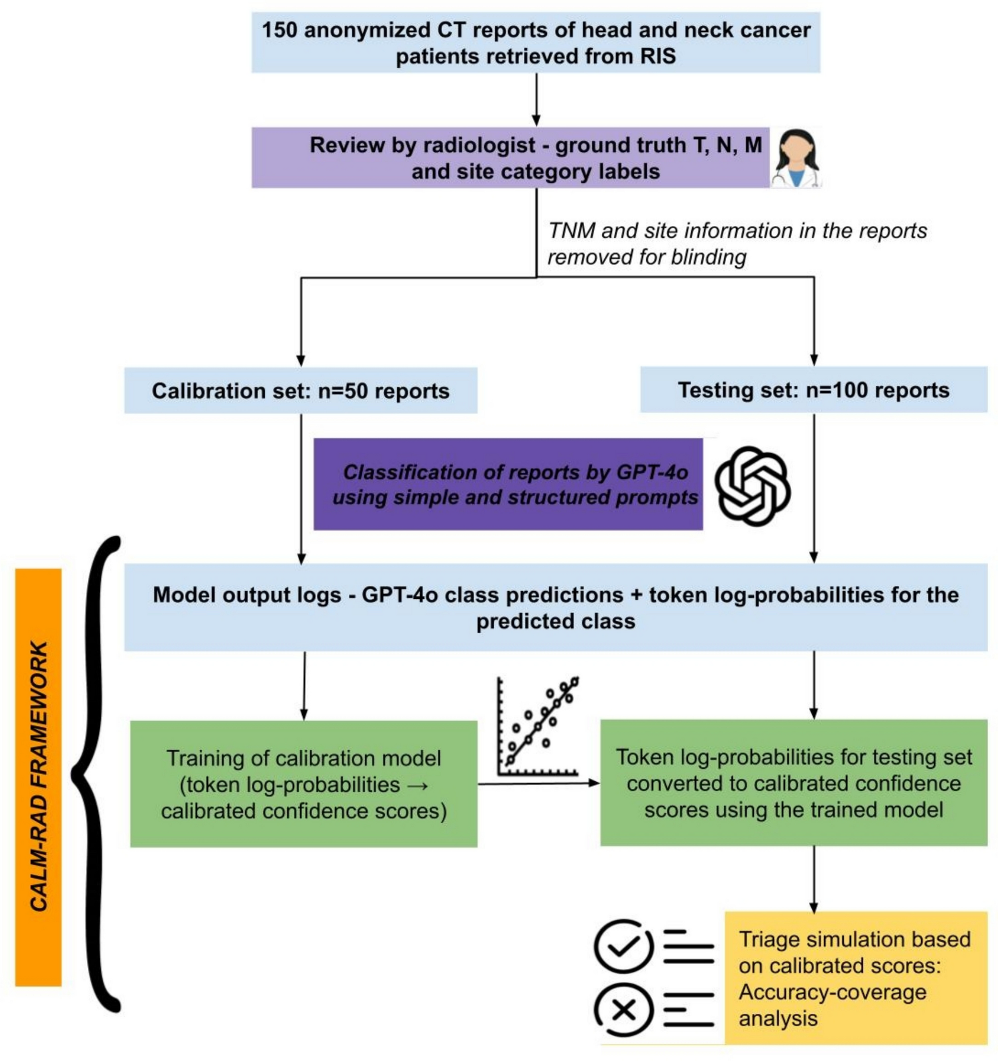 CALM-RAD: Calibrated GPT-4o Confidence-Based Triage Enables 96–100% Accuracy in Automated TNM Staging of Head and Neck Cancer Reports