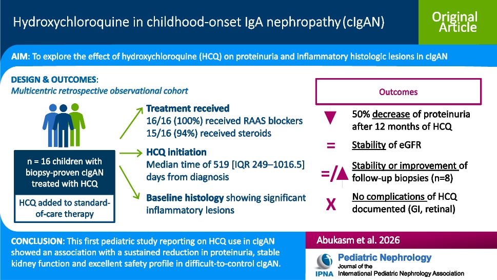 Hydroxychloroquine use in pediatric IgA nephropathy