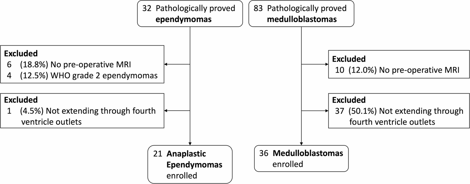 MRI Differentiation of Anaplastic Ependymoma and Medulloblastoma with Fourth Ventricular Outlet Extension in Children