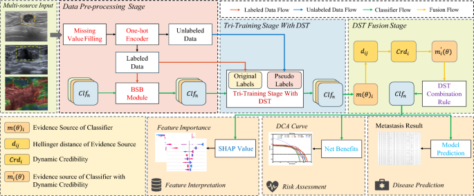 Prediction of breast cancer metastasis based on Tri-training using Dempster–Shafer theory